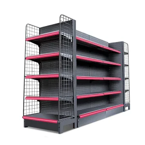 OEM Supermarket Rack Commodity Shelf 4-6 Layers Black White Single-Sided Double-Sided Display Stand for Grocery
