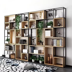 Office Screen Partition Bookshelf Storage Rack Iron Floor Flower Stand Decorative Rack Hallway Display Rack