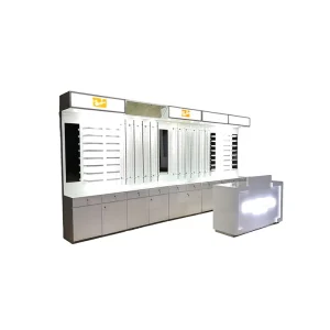 Optical Shop Decoration Backlit Optical Display LED Light Showcase Glass Shelf
