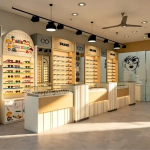 Optical Store Design Eyewear Display Fixtures Modular Retail Shopfitting System Custom Modern Minimalist Turnkey Shop Solution