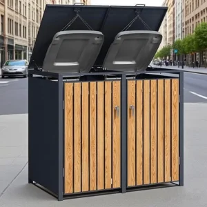 Outdoor Large Galvanized Steel Trash Can Shelter Metal Wheelie Bin Enclosures Wheelie Bin Storage 1/2/3/4 Compartment Box