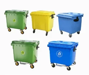 Outdoor Large Street HDPE Pedal Recycling Bin with Rolling Cover Eco-Friendly 660L From China
