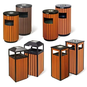 Outdoor Park Recycling Iron Paint Water Bin Curvilinear Ground Ash Bucket Trash Can With Foot Pedal Structure Dustbin