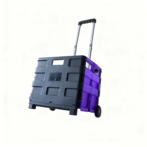 Outdoor Picnic Utility Collapsible Rolling Crate on Wheels Portable Plastic Folding Trolley Cart Shopping Trolley