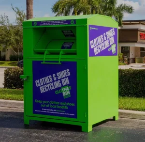 Outdoor Public Storage Rectangular Galvanized Steel Eco-Friendly Standing Recycling Bin for Shoes Clothes Donation