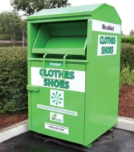 Outdoor Used Clothes Recycling Bin Custom Design Clothes Donation Container for Shoes and Garments