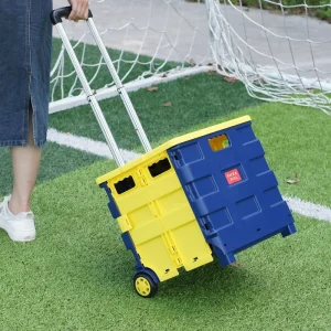 Outdoor Vegetable Grocery Shopping Cart Platform Foldable Plastic Easy Moving Wheels Portable Camping Shopping Trolley