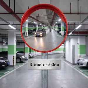 Outdoor Wide Angle Convex Mirror Road Safety Traffic Mirror Durable PC Convex Security Mirror with Orange Frame