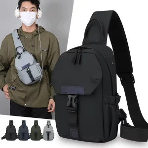 Oxford Men’s Casual Large Capacity Softback Chest Bag Waterproof Anti-Theft Durable Waist Sports Zipper Fashionable Crossbody