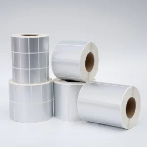 PET Self Adhesive Labels Barcode Printing Matte Silver Label Stickers Custom Size Adhesive Thermal Transfer Silver Label