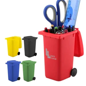 PP Mini Plastic Trash Can Bin Pen Holder with Lid Promotional Gifts WB001 Wheelie Bin Pen Holder in Stock