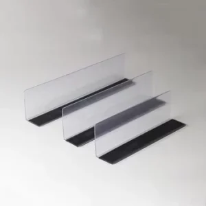 PVC Clear Plastic L Shape Magnetic Shelf Divider for Supermarket Grocery