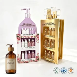 PVC Display Rack Custom 3p Board Floor Display Stand Multi Tier for Perfume Skincare Boutique Retail POS