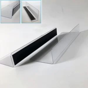 超市定制塑料挤压成型 PVC 透明磁性 L 形货架分隔板，适用于金属货架