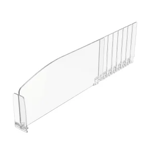PVC Shelf Divider with Integrated End Clips for Supermarket Wire Shelving Organization