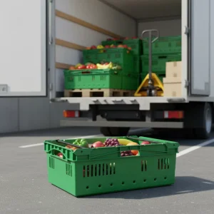 Perforated Stackable Nestable Recyclable PP Mesh Plastic Logistics Storage Boxes Bins