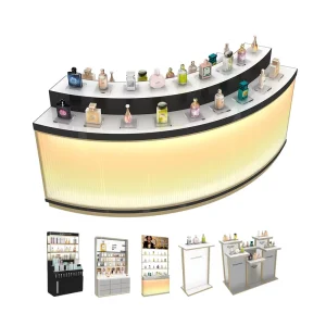 Perfume Store Table Factory Price Cosmetic Counter Display with LED Lighting for Luxury Display Fixtures Eco Friendly Durable