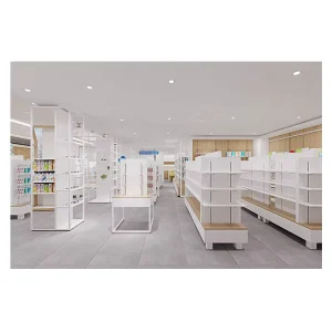 Pharmacy Shop Fitting Medical Display Cabinet Furniture Service Counter with Display