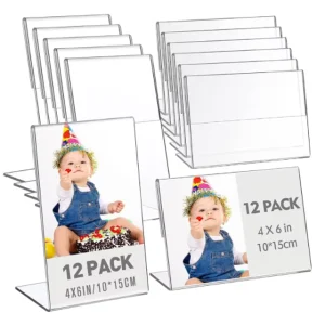 Photo Booth Frames 4×6 Inch Acrylic Clear Display Slanted Back Vertical Standing Sign Holder