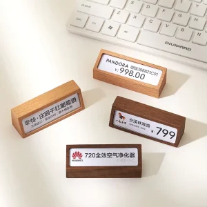 Pine Wood Polished Price Tag Paper Holder Display Stand Table Mini Desk Wine Jewelry Label Card Sign Tag
