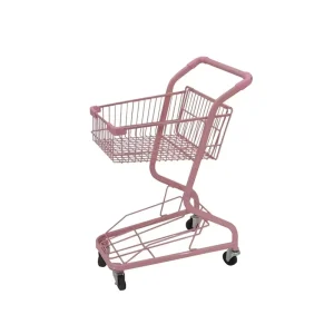 Pink Plastic Shopping Trolley Mesh Structure Folding Design Stainless Steel Surface Lightweight Waterproof