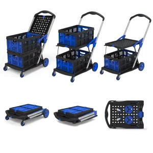 Plastic Double Desker Shopping Cart Aluminum Trolley Cart Two Tier Shopping Cart