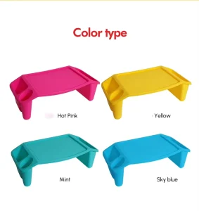 Plastic Lap Desk Portable Activity Tray with Side Storage Stackable Plastic Desk for Drawing Study Eating Activities