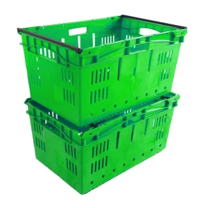 Plastic Mesh Produce Baskets with Handles Stackable Nestable Recyclable and Ventilated Multi Use for Kitchen and Market