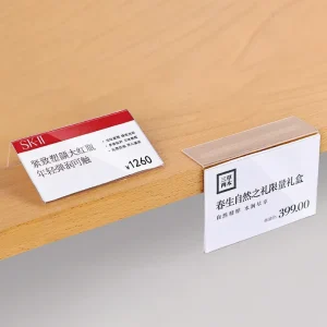 Plastic PVC Acrylic Panel Supermarket Price Tag Display Shelf Data Strip Label Holder with Adhesive Tapes