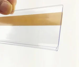 Plastic PVC Shelf Data Strips Clip Holder with Adhesive Tape on Back for Merchandise Price Talker Sign Label Display