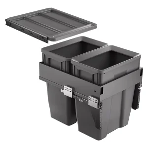 Plastic Pull Out Kitchen Recycling Garbage Bins Organizer Baskets with Selective Sorting in Cabinets