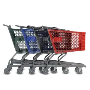 Plastic Shopping Trolley Lightweight Supermarket Cart with Smooth-Rolling Wheels & Durable Construction for Retail Stores