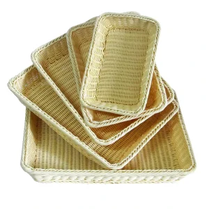 Plastic Storage Basket Hot Selling PP Rattan Hand-Woven Multi-size Fruit and Snack Storage Basket for Household Use