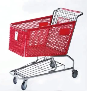 Plastic Style Shopping Trolley Unfolding Supermarket Grocery Shopping Cart with Plastic Basket