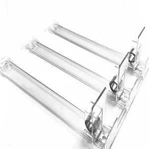 Plastic Transparent Adjustable Automatic Freezer Merchandise Shelf Pusher Divider Easy Install Reusable Removable Custom Length