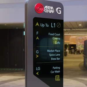 Plaza Side Pylon Sign Advertising Standing Aluminum Lighting Message Guidance Pylon Shopping Directional Pylon Signboard