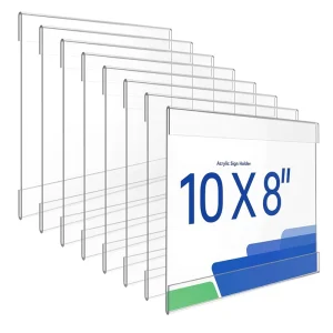 Plexiglass Paper Menu Sign Holders Horizontal Wall Mount Sign Acrylic Holders Clear Acrylic Sign Display Holder with Tape