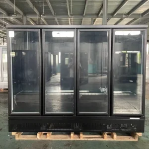 Plug in Supermarket Frozen Food Gelato Vertical Display Freezer Upright Freezer Commercial 4 Glass Door Freezer