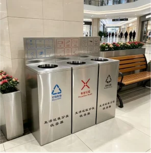 Polished Stainless Steel Indoor Litter Box Single Compartment Waste Bin for Luxury Hotel Lobby Decor