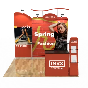 Portable 10x10ft Trade Show Booth Easy-to-Install Aluminum Frame Tension Fabric Apparel Brand Event Display Stand