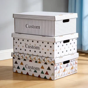Portable Foldable Rigid Corrugated Board Storage Bins UV Coating for Bedroom Office Closet Organization