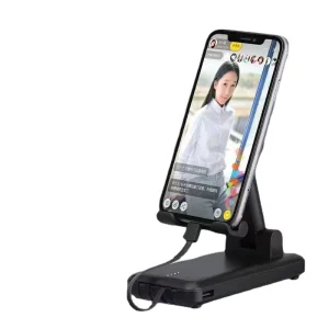 Portable Power Bank with 4 Cables Micro USB LED Display and Quick Charge Mobile Phone Stand Holder 20000mAh