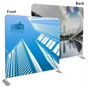 Portable Tension Media Wall Convention Trade Show Exhibit Displays Custom Printing 8×8 Backdrop Stand Banner Design