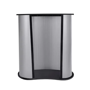 Portable Trade Show Counter Corrugated Plastic Sidewalls Light Weight Eco Friendly Curved Pop Counter Black Top