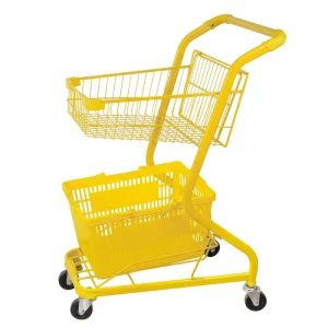 Practical and Beautiful Colorful Shopping Cart Supplier Chrome Plated Hand Push 2 layer Supermarket Shopping Trolley