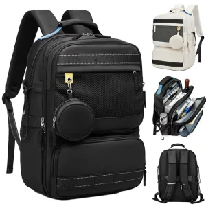 Premium Waterproof Large Capacity Laptop Backpack Wide Open Multi Pocket Design for Travel Bag with Soft Removable Mini Pouch