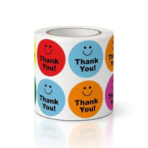 Printed Thank You Stickers Roll Custom Small Logo Waterproof White Adhesive Labels for Bottles