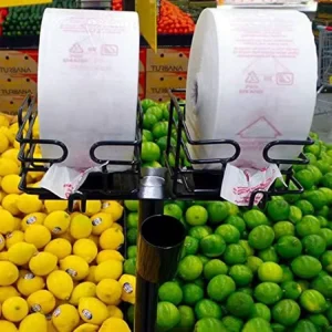 Produce Bag Dispenser Floor Stand Metal Produce Roll Dispenser for Supermarket Store