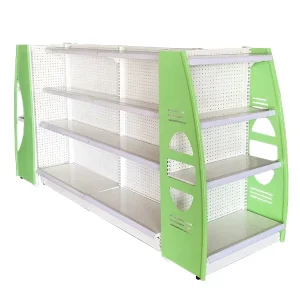 Professional Custom Double Sided Supermarket Gondola Display Shelf Metal Rack Powder Coated Finish Light Duty 3 4 Layers