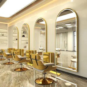 Professional Large Modern LED Lighted Hair Dressing Mirror Single Sided Dimmable Wall Mounted Barber Shop Salon Vanity Mirror